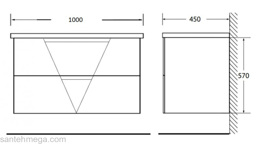 Тумба под раковину подвесная BELBAGNO VITTORIA-1000-2C-SO-BO-P Bianco Opaco. Фото