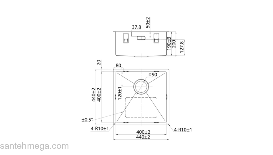 Мойка нерж.сталь универсального монтажа графит 440*440  Edifice IDDIS EDI44G0i77. Фото