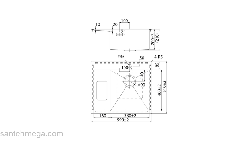 Мойка нерж. сталь сатин чаша справа 590*510 Haze IDDIS HAZ59SRi77. Фото