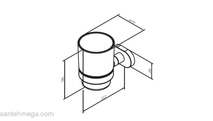 Стеклянный стакан с настенным держателем AM.PM Sense A7434300 для ванной комнаты. Фото