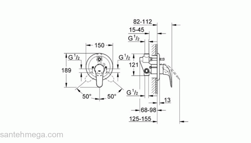 Смеситель для душа GROHE Euroeco 32747000 (комплект). Фото