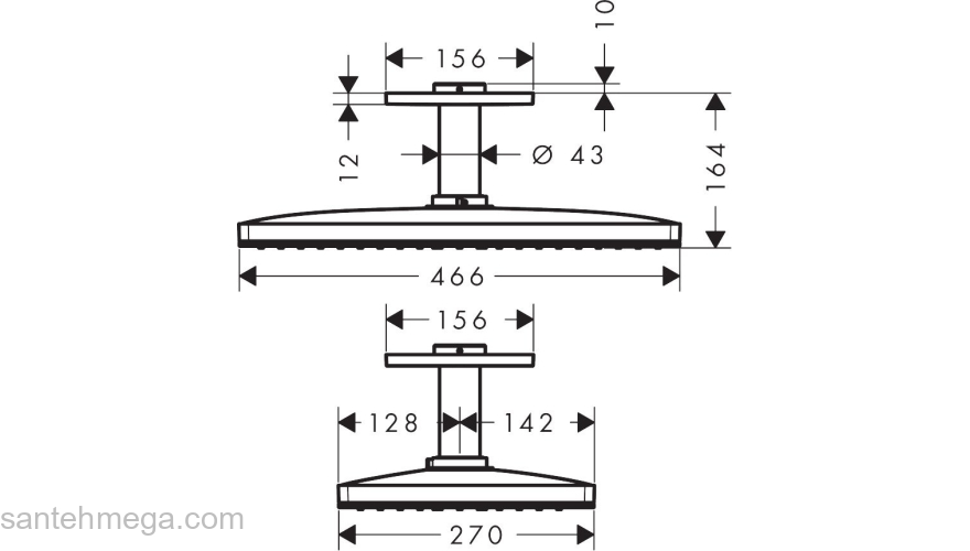 Верхний душ Hansgrohe Rainmaker Select 460 1jet 24002600. Фото