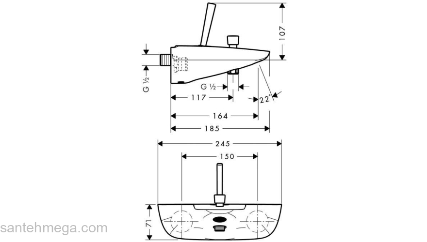 Смеситель для ванны HANSGROHE PuraVida 15472400. Фото