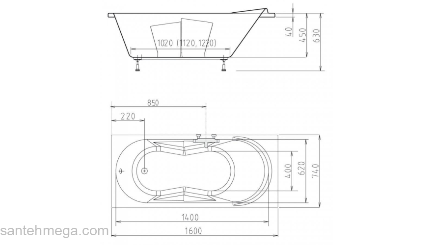 Ванна акриловая ALPEN Adriana 160 43111. Фото
