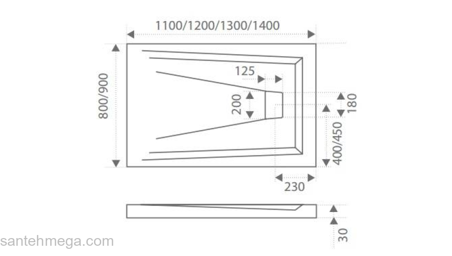 Душевой поддон BAS Атриум 110х70 ЛП00014. Фото