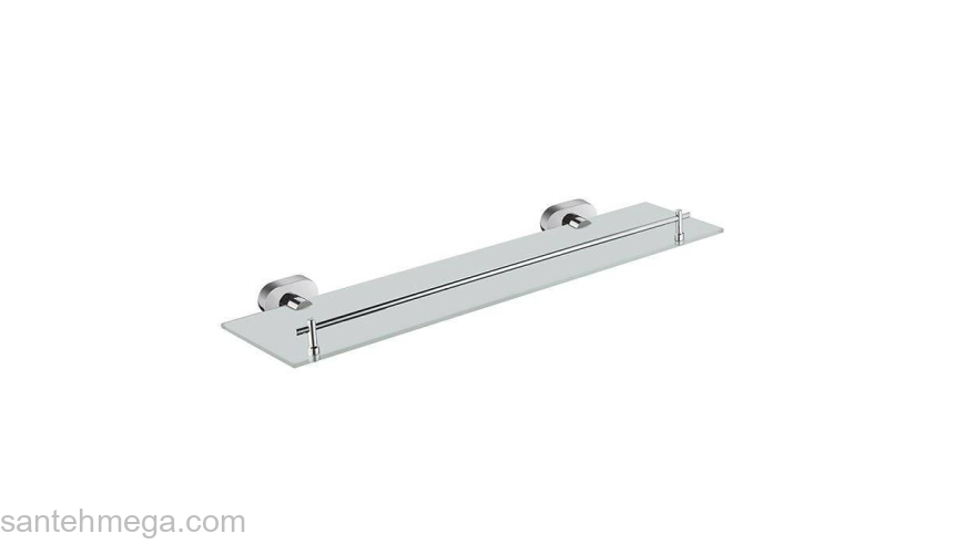 Полка стеклянная с бортиком стекло сплав металлов  Solomon Milardo SOLSMG0M44 для ванной комнаты. Фото