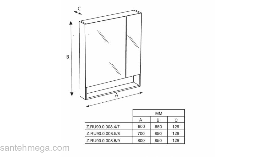 Зеркальный шкаф ROCA Gap 70 ZRU9302749. Фото