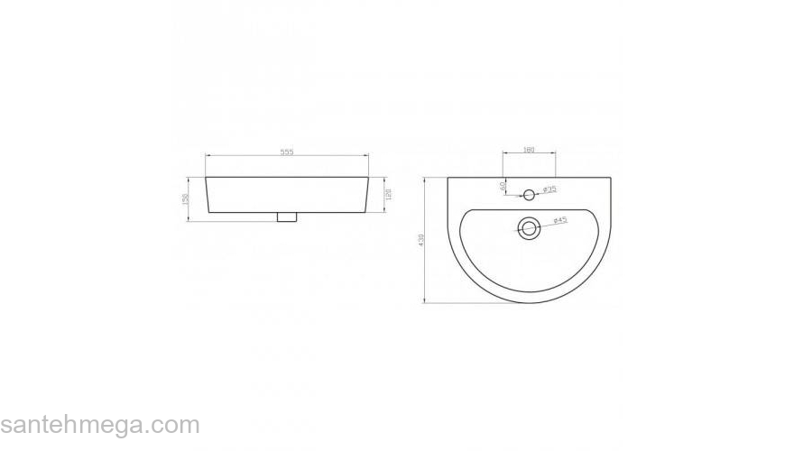 Раковина BELBAGNO Marino 55х43 BB105L. Фото