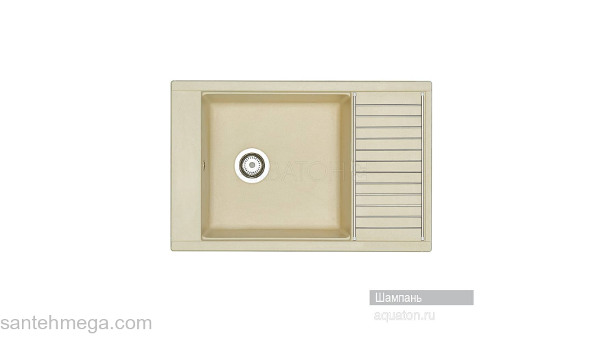 Мойка для кухни Акватон Делия 78 прямоугольная с крылом шампань 1A715132DE290. Фото
