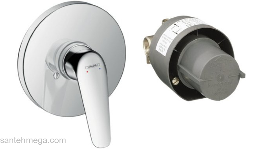 Смеситель для душа Hansgrohe Novus 71068000 (внешняя и скрытая часть). Фото