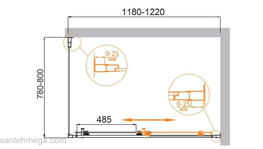 Душевой угол CEZARES Molveno MOLVENO-AH-11-120/80-C-Cr-IV. Фото