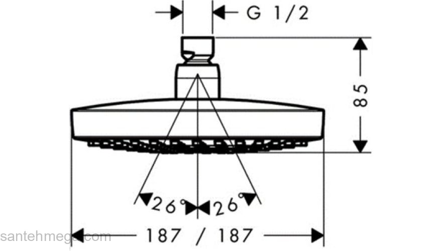 Верхний душ Hansgrohe Croma Select E 180 2jet (белый/хром) 26524400. Фото