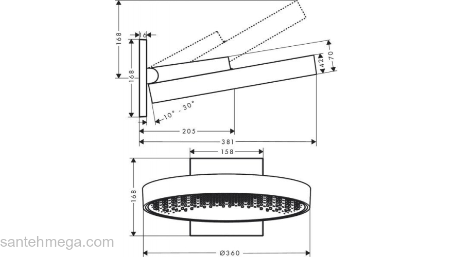 Верхний душ Hansgrohe Rainfinity 360 1jet 26230000. Фото