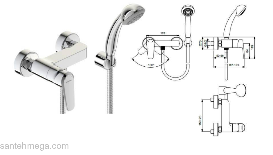 Смеситель для душа VIDIMA Balance BA266AA. Фото