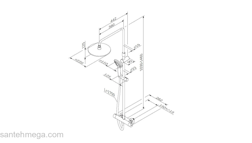Душевая система ShowerSpot с термостатом AM.PM Gem F0790420. Фото