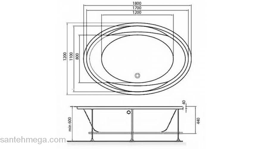 Ванна VAYER Opal 180х120. Фото