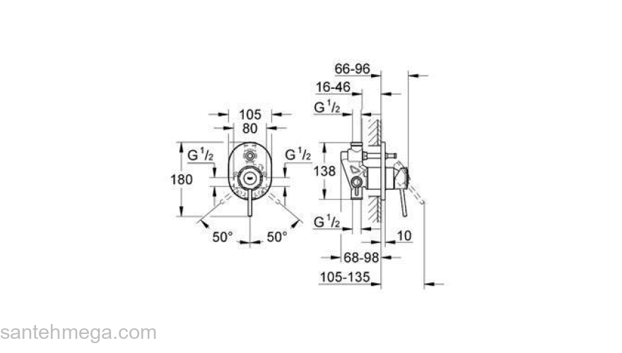 Смеситель для душа GROHE BauClassic 29047000. Фото