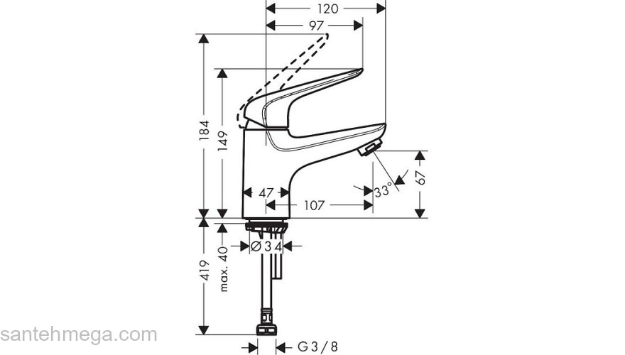 71050000 HANSGROHE  Novus кран для холодной воды 70 без донного клапана. Фото