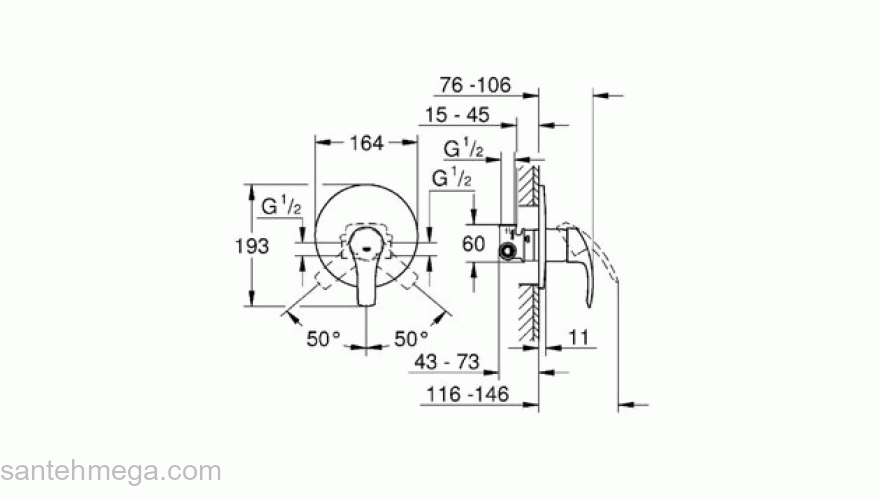 Смеситель для душа GROHE Eurosmart 33556002. Фото