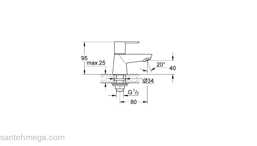 GROHE 20422000 BauLoop Вертикальный вентиль. Фото