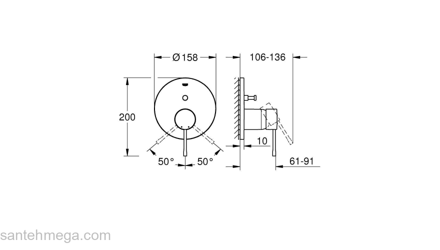 Смеситель для ванныGROHE 24058EN1 Essence, никель, матовый. Фото