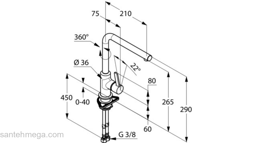 Смеситель для кухни KLUDI L-Ine 408030575. Фото