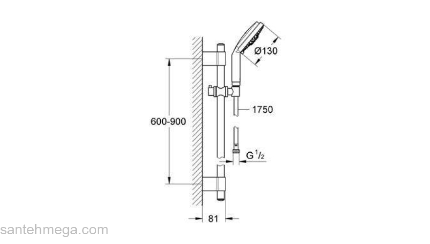 Душевой гарнитур GROHE Rainshower Cosmopolitan 28762001. Фото