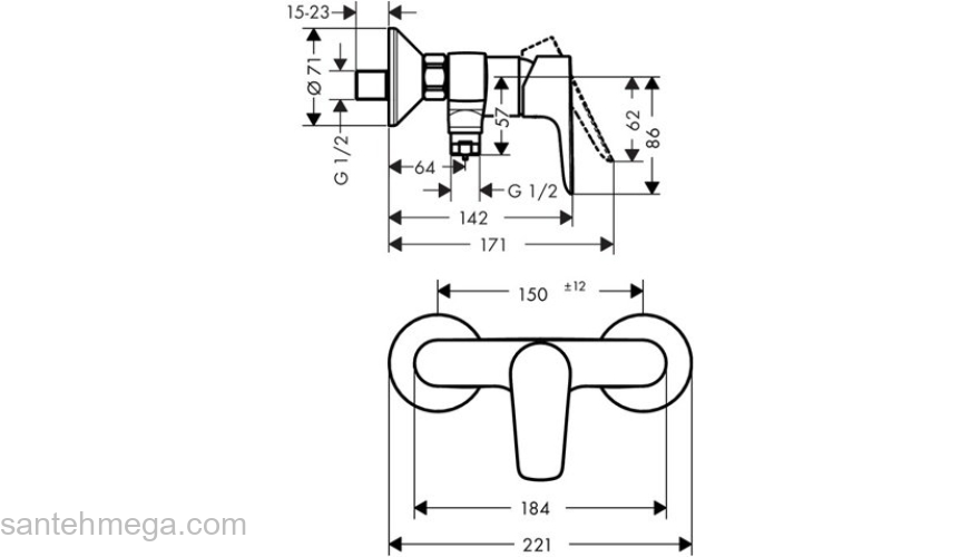 Смеситель для душа Hansgrohe Talis E 71760000. Фото