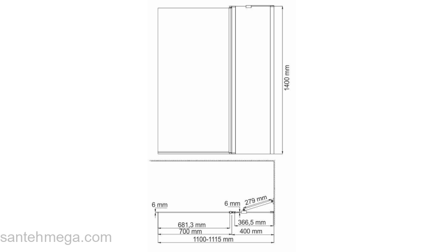 Стеклянная шторка на ванну WASSERKRAFT Berkel 48P02-110R Matt glass Fixed. Фото