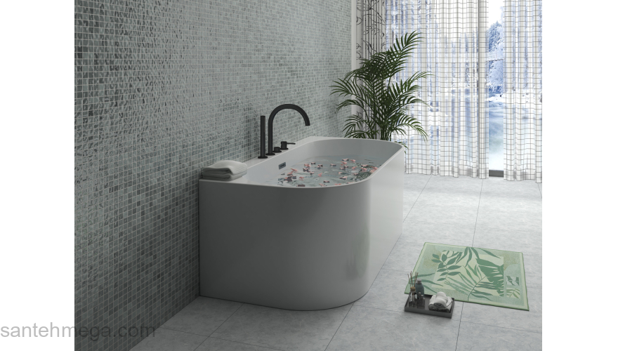 Ванна акриловая Azario BRADFORD 1800х800х580 пристенная, в комплекте с сифоном и металлической рамой BRA18080. Фото