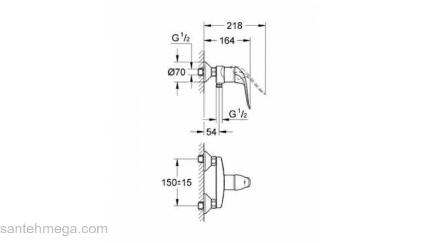 Смеситель для душа GROHE Euroeco 32740000. Фото