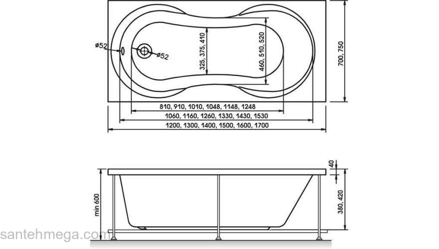Ванна RELISAN Lada 170x75. Фото