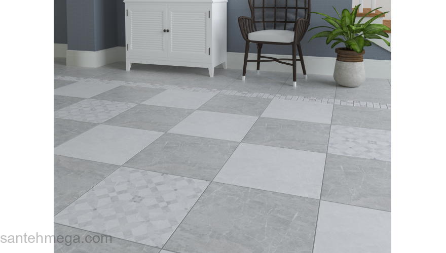 Керамин Керамический гранит Рива 3Д светло-бежевый с рисунком. Фото