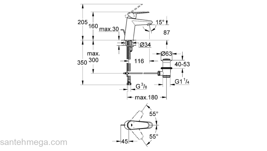 Смеситель для раковины Grohe Eurodisc Сosmopolitan 33190002. Фото