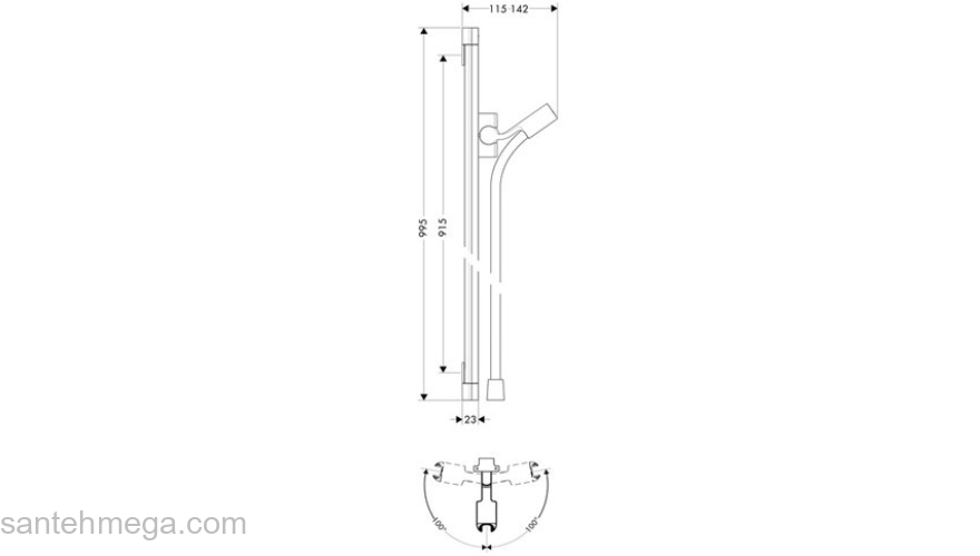 Штанга для душа Hansgrohe PuraVida Unica 0.9m 27844000. Фото