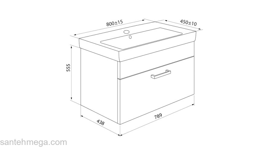 Тумба с умывальником для ванной комнаты подвесная белая/под дерево 80 см Mirro IDDIS MIR80W0i95K. Фото