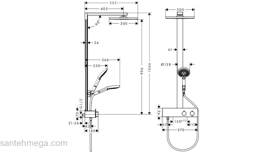 Душевая система Hansgrohe Raindance E300 1jet ShowerTablet 350 27361000. Фото