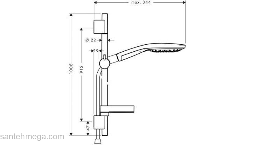 Душевой гарнитур Hansgrohe Raindance Select 150 3iet 90cm белый/хром 27803400. Фото