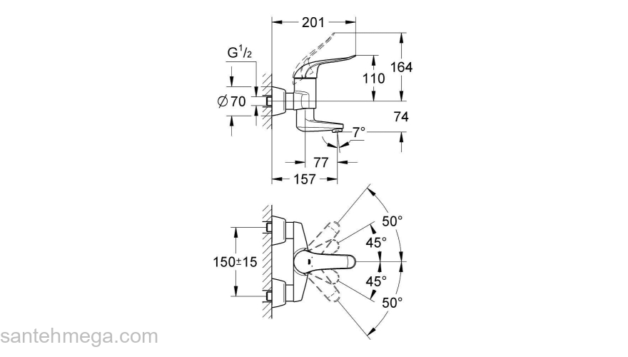 Смеситель для раковины GROHE Euroeco Special 32770000. Фото