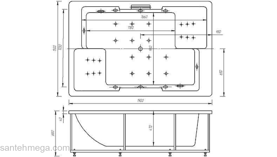 Ванна АКВАТЕК Дорадо 190х130 без гидромассажа. Фото