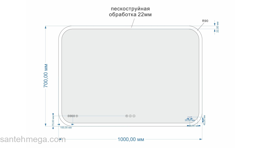 CERSANIT Зеркало LED 070 DESIGN PRO 100 LU-LED070*100-p-Os. Фото