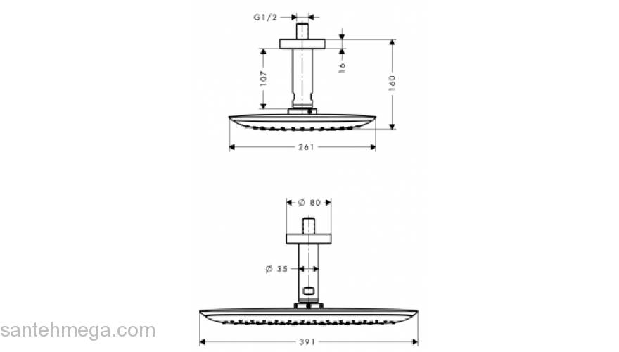 Верхний душ HANSGROHE PuraVida 27390000. Фото