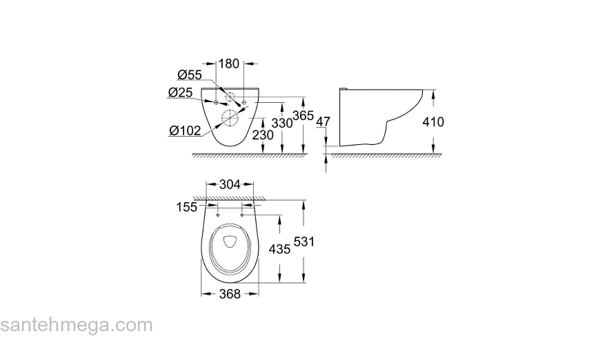 Унитаз подвесной GROHE Bau Ceramic 39427000. Фото