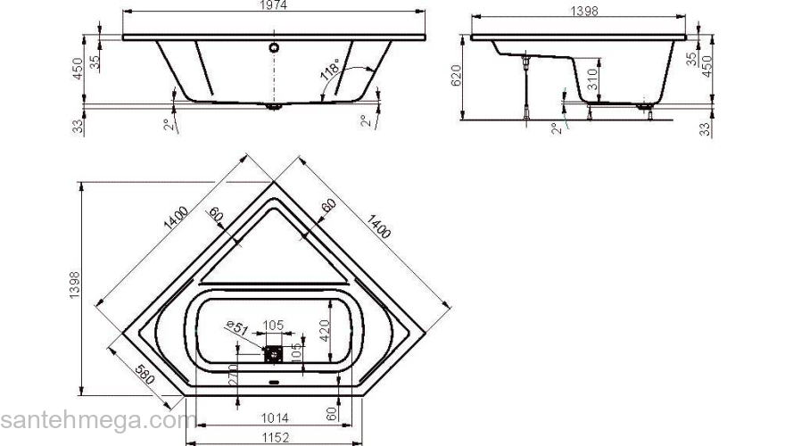 Ванна акриловая VAGNERPLAST Cavallo corner 140 VPBA140CAV3X-01. Фото