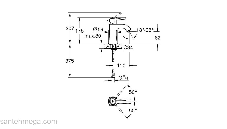 Смеситель для раковины GROHE Grandera 23310IG0. Фото