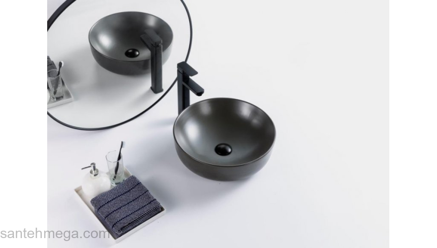 Раковина накладная BELBAGNO 41х41 BB1315-H311 серая матовая. Фото