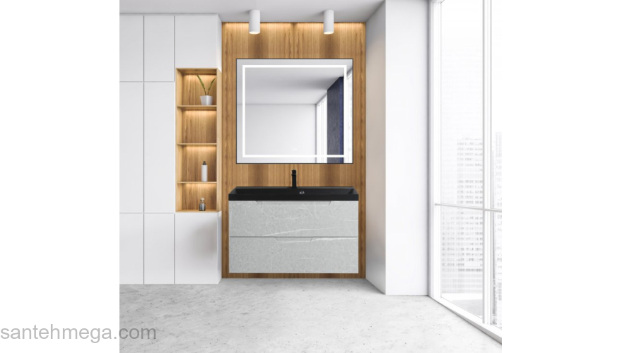 Тумба под раковину подвесная BELBAGNO VITTORIA-1000-2C-SO-TB-P Toros Bianco. Фото