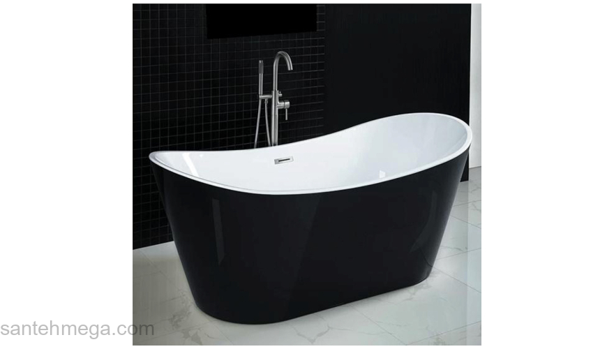 Ванна акриловая Azario MELADO 1700х750х720 белая с черными внешними стенками, свободностоящая в комплекте с сифоном и металлическими ножками (AZ-6107-17B). Фото