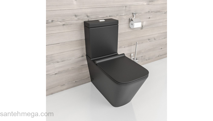 Унитаз напольный безободковый GID Tr2170BL черный глянцевый. Фото