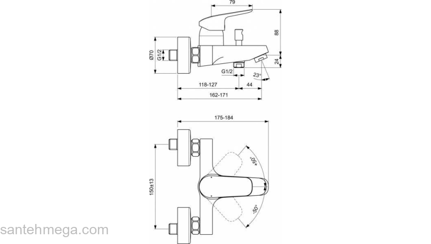 Смеситель для ванны IDEAL STANDARD Ceraflex B1721AA. Фото